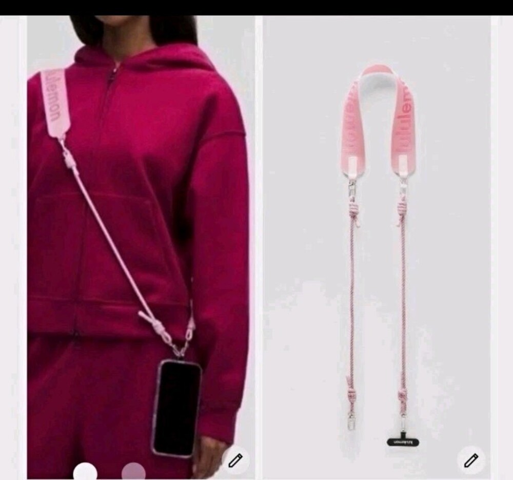 lululemon Never Lost Crossbody Phone Strap Paracord Pearl Pink/Flamingo Fun NWT
